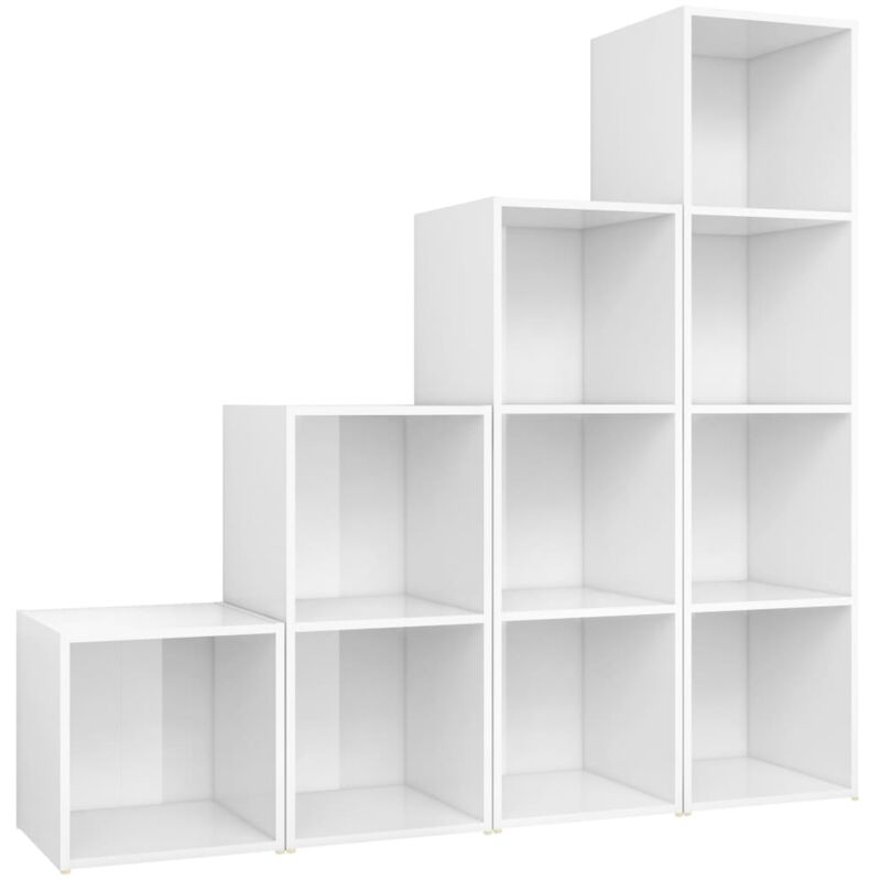 

Juego de mueble para TV de 4 piezas aglomerado blanco brillante - Blanco - Vidaxl