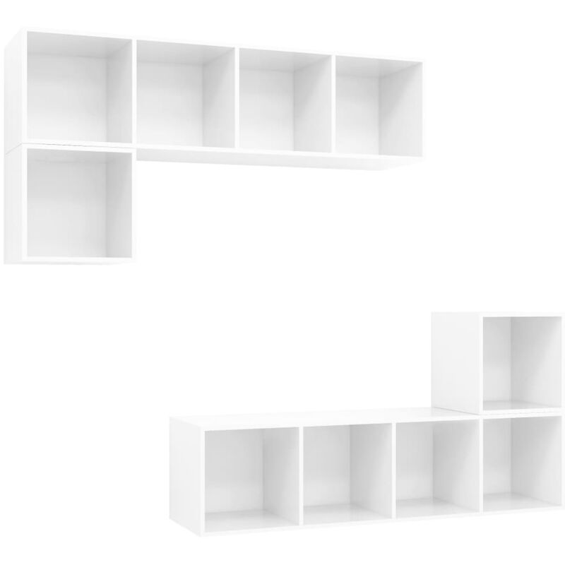 

Juego de mueble para TV de 4 piezas aglomerado blanco brillante - Blanco - Vidaxl