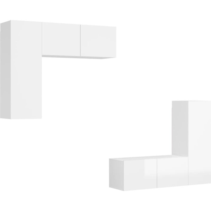 

Juego de mueble para TV de 4 piezas aglomerado blanco brillante - Blanco - Vidaxl