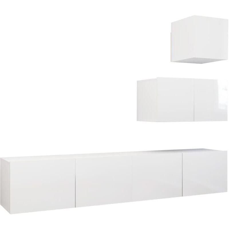 

Juego de mueble para TV de 4 piezas aglomerado blanco brillante - Blanco - Vidaxl