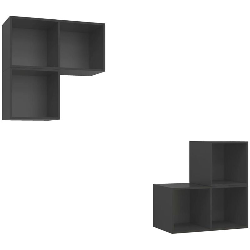 

vidaXL Juego de mueble para TV de 4 piezas aglomerado gris - Gris
