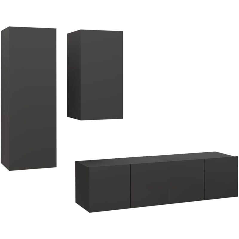 

Vidaxl - Juego de mueble para TV de 4 piezas aglomerado gris - Gris