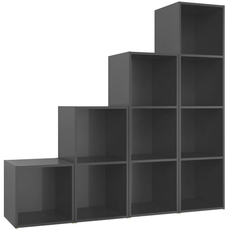 

Juego de mueble para TV de 4 piezas aglomerado gris brillante - Gris - Vidaxl