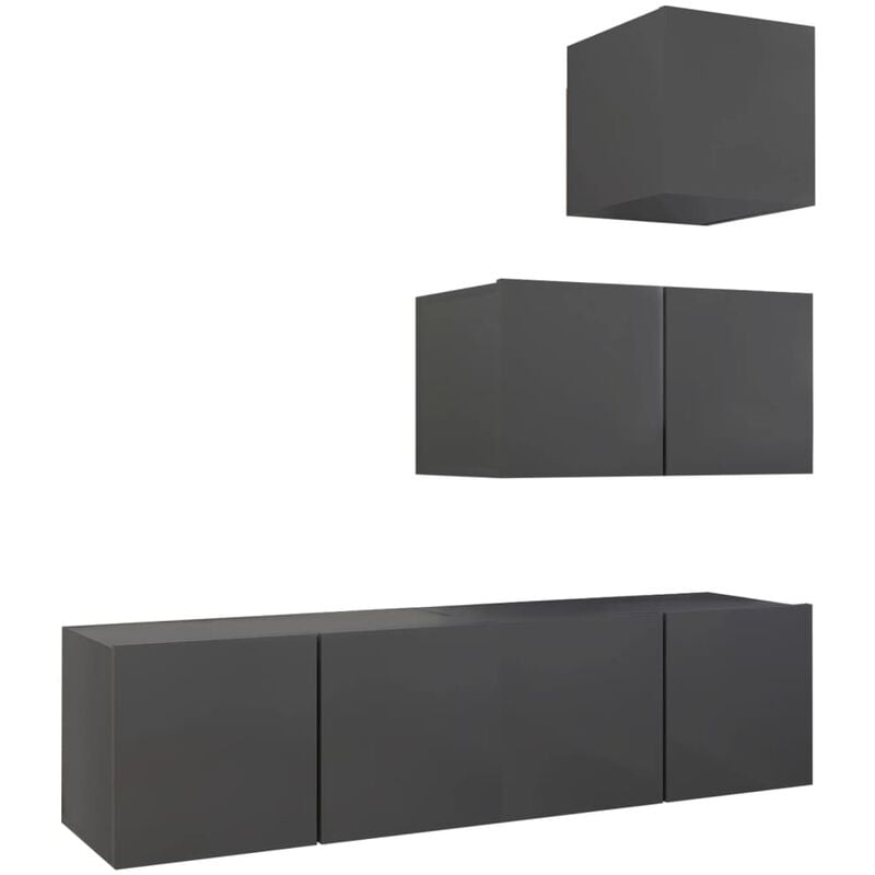 

Vidaxl - Juego de mueble para TV de 4 piezas aglomerado gris - Gris