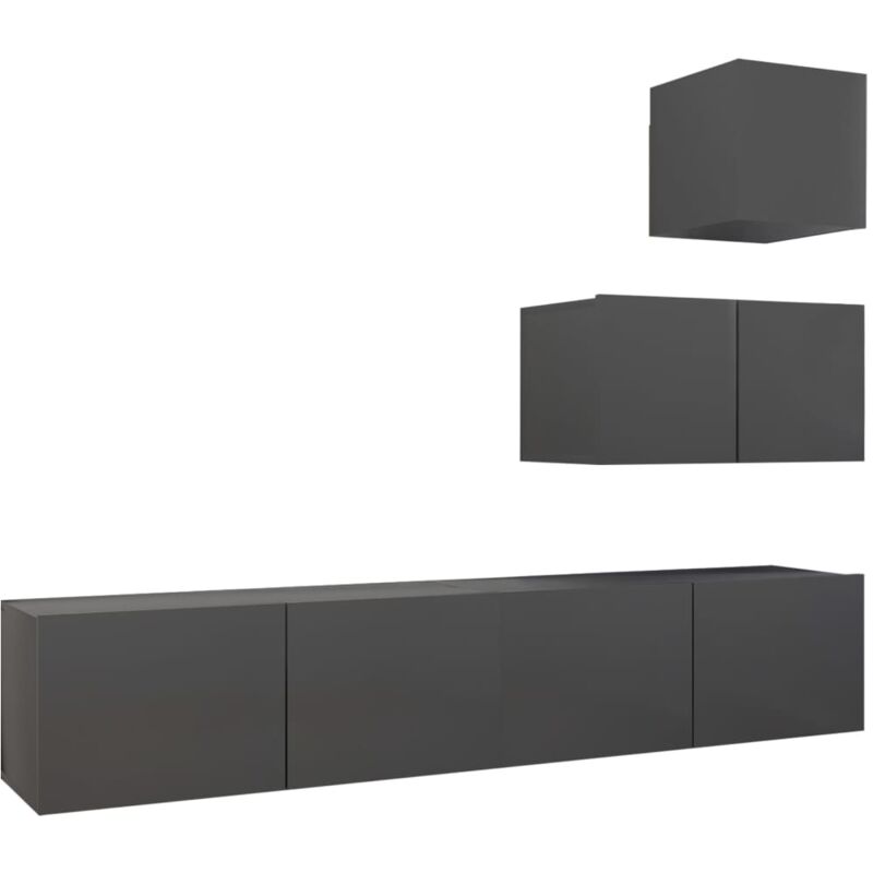 

Juego de mueble para TV de 4 piezas aglomerado gris - Gris - Vidaxl