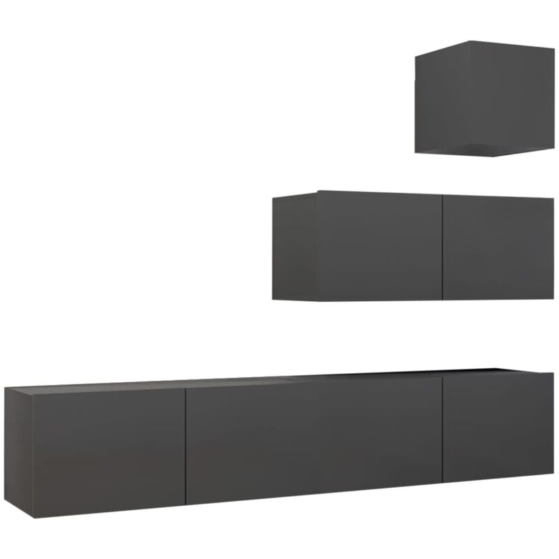 

Juego de mueble para TV de 4 piezas aglomerado gris - Gris - Vidaxl