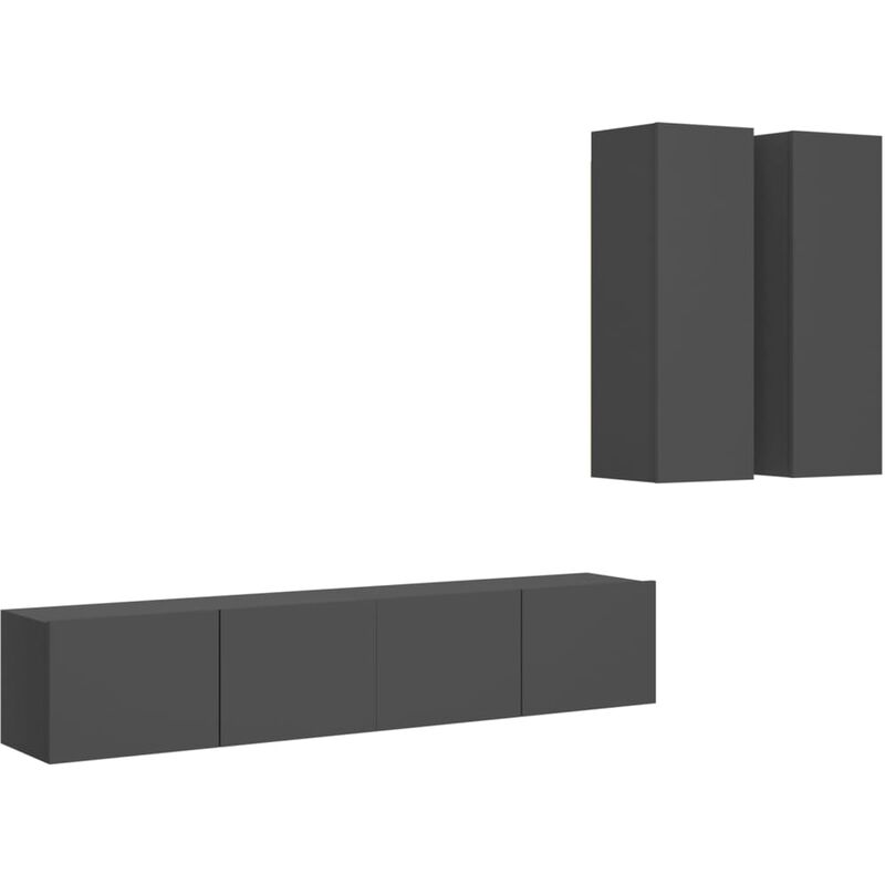 

Juego de mueble para TV de 4 piezas aglomerado gris - Gris - Vidaxl