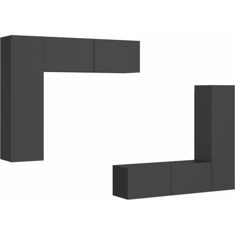 

vidaXL Juego de mueble para TV de 4 piezas aglomerado gris - Gris