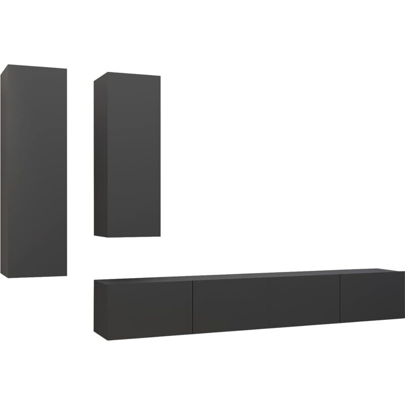 

Juego de mueble para TV de 4 piezas aglomerado gris - Gris - Vidaxl