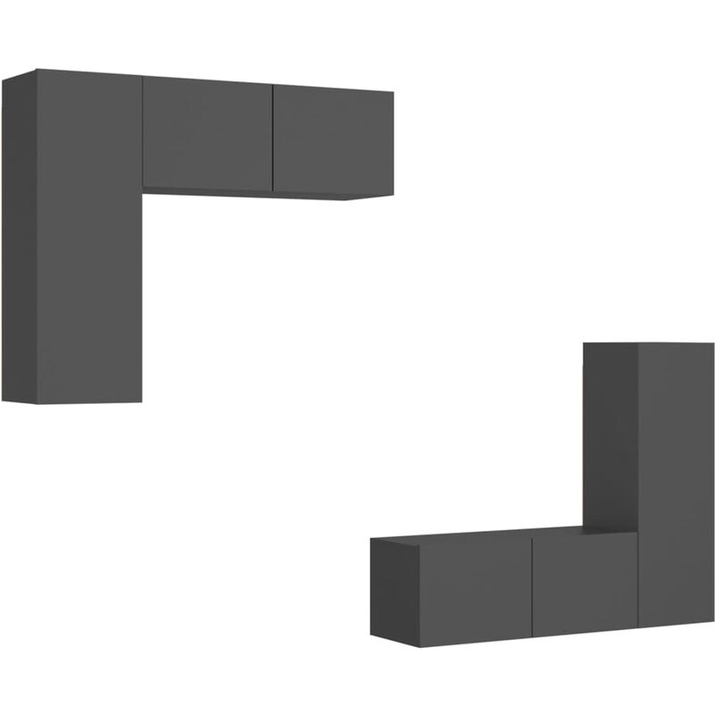 

Juego de mueble para TV de 4 piezas aglomerado gris - Gris - Vidaxl