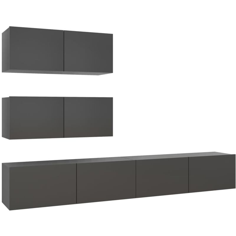 

Juego de mueble para TV de 4 piezas aglomerado gris - Gris - Vidaxl