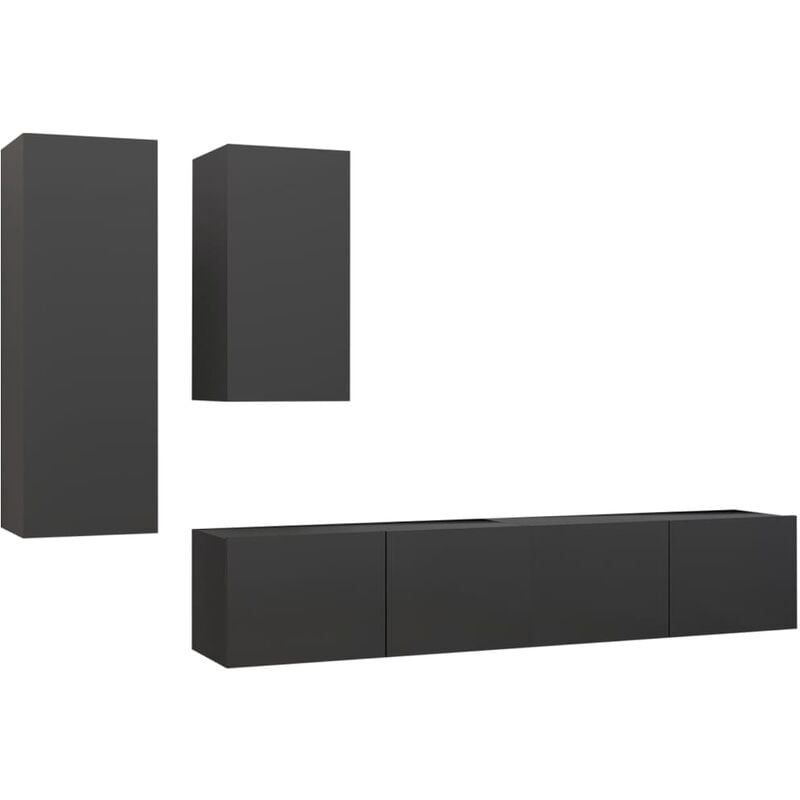 

Juego de mueble para TV de 4 piezas aglomerado gris - Gris - Vidaxl