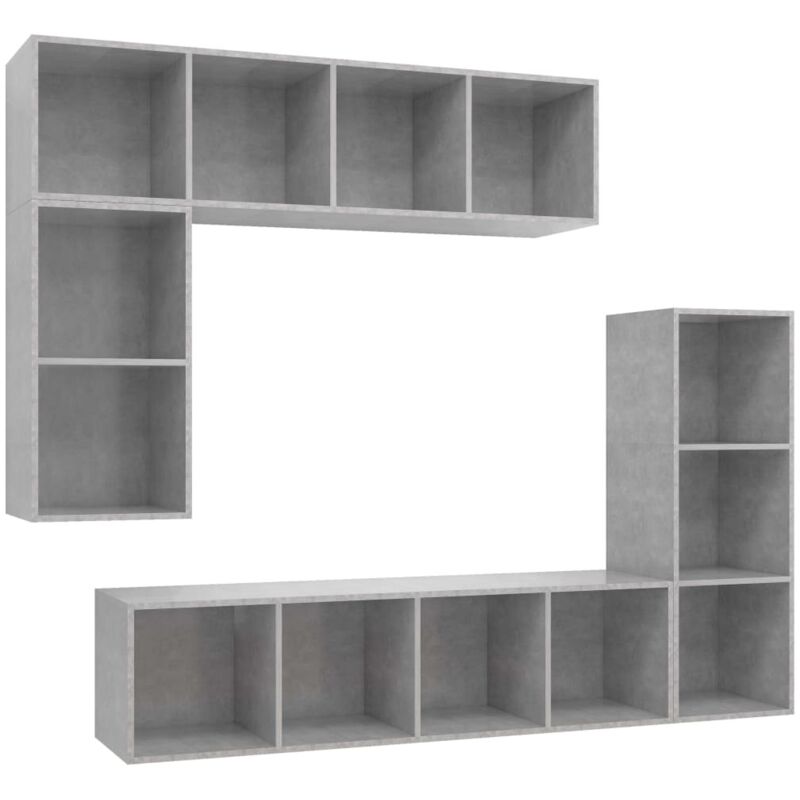 

vidaXL Juego de mueble para TV de 4 piezas aglomerado gris hormigón - Gris
