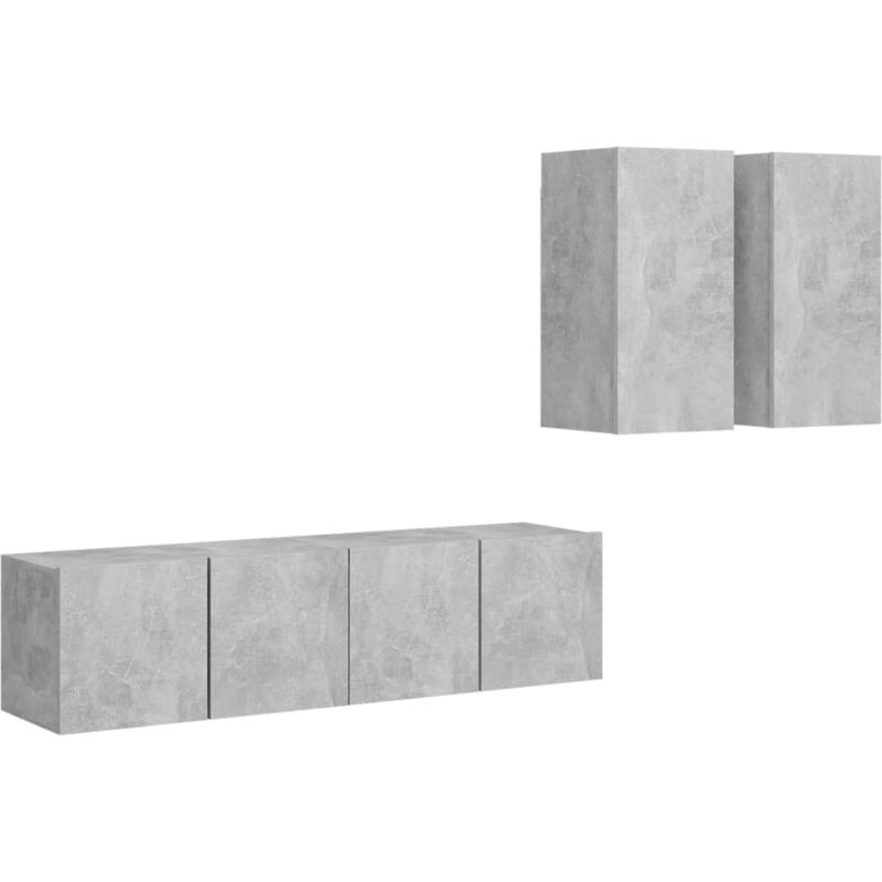 

Juego de mueble para TV de 4 piezas aglomerado gris hormigón - Gris - Vidaxl
