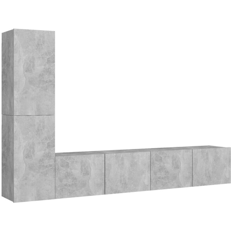 

Juego de mueble para TV de 4 piezas aglomerado gris hormigón - Gris - Vidaxl