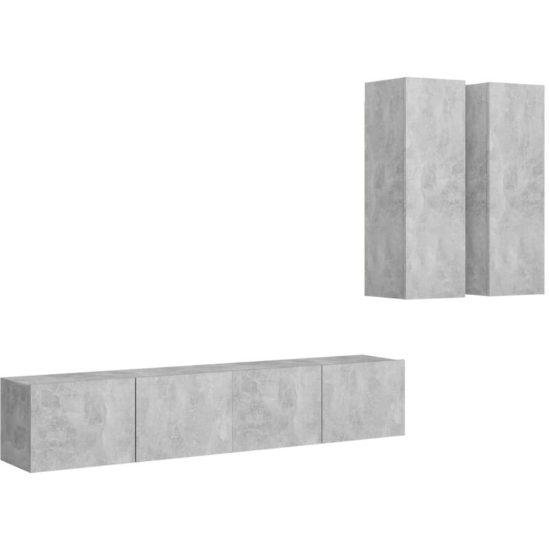 

Juego de mueble para TV de 4 piezas aglomerado gris hormigón - Gris - Vidaxl