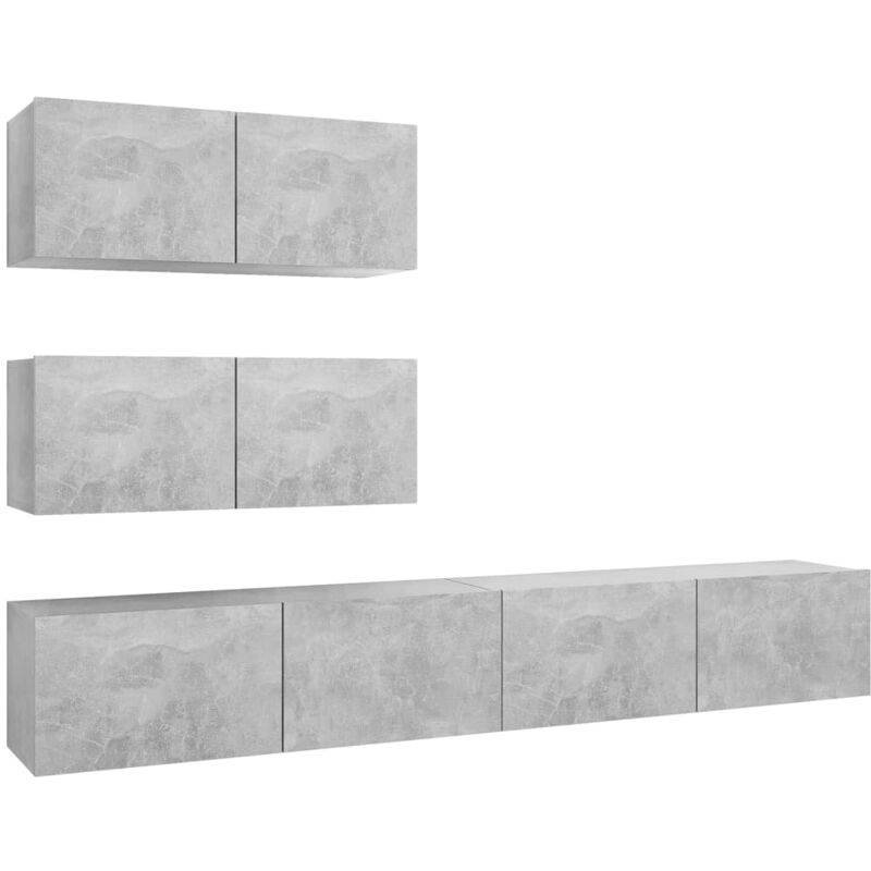 

Juego de mueble para TV de 4 piezas aglomerado gris hormigón - Gris - Vidaxl