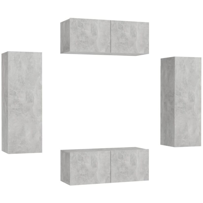 

Juego de mueble para TV de 4 piezas aglomerado gris hormigón - Gris - Vidaxl