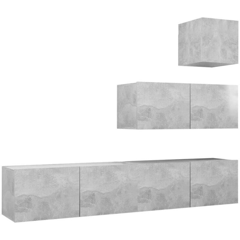 

Juego de mueble para TV de 4 piezas aglomerado gris hormigón - Gris - Vidaxl