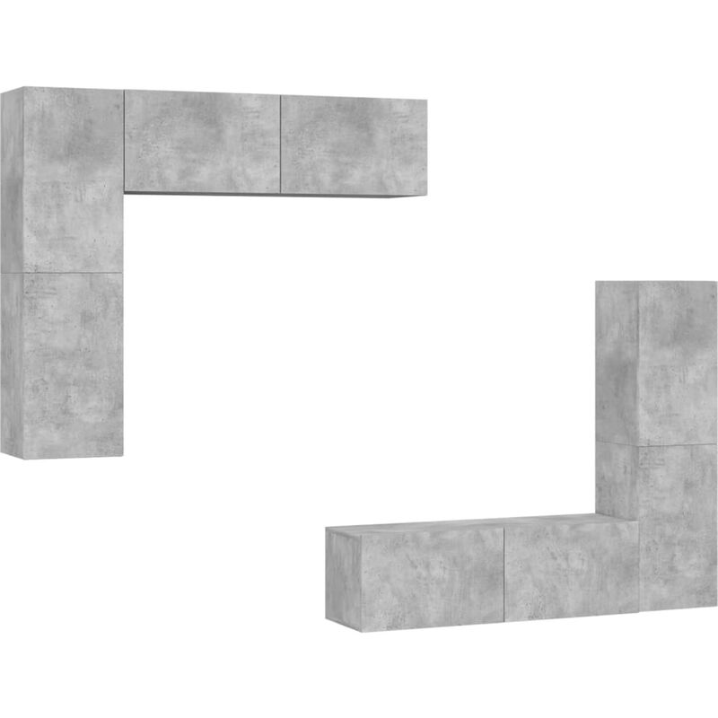 

Juego de mueble para TV de 4 piezas aglomerado gris hormigón - Gris - Vidaxl
