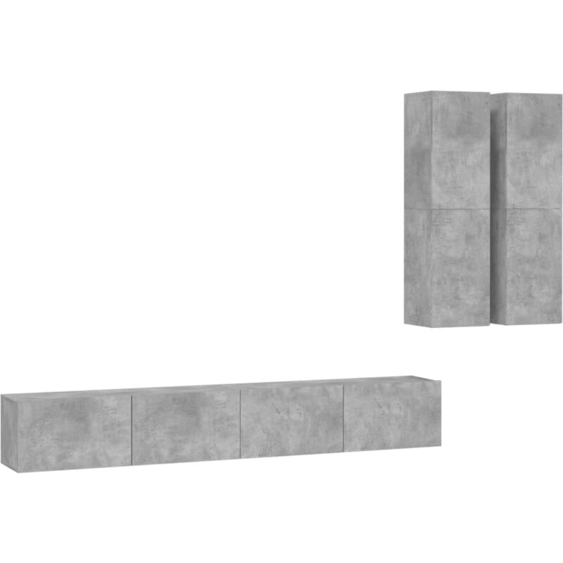 

Juego de mueble para TV de 4 piezas aglomerado gris hormigón - Gris - Vidaxl