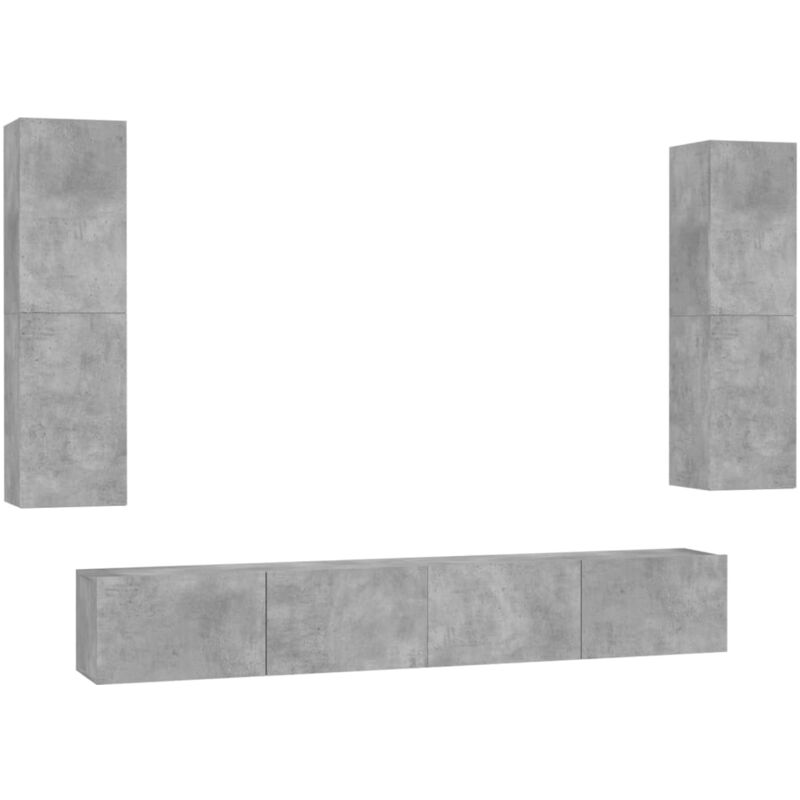 

Juego de mueble para TV de 4 piezas aglomerado gris hormigón - Gris - Vidaxl