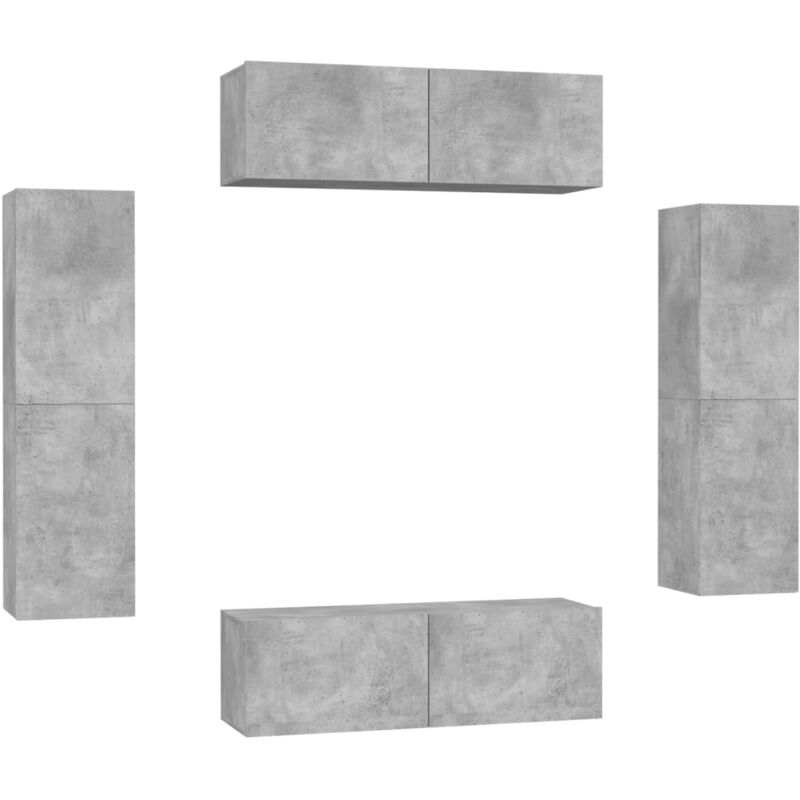 

Juego de mueble para TV de 4 piezas aglomerado gris hormigón - Gris - Vidaxl