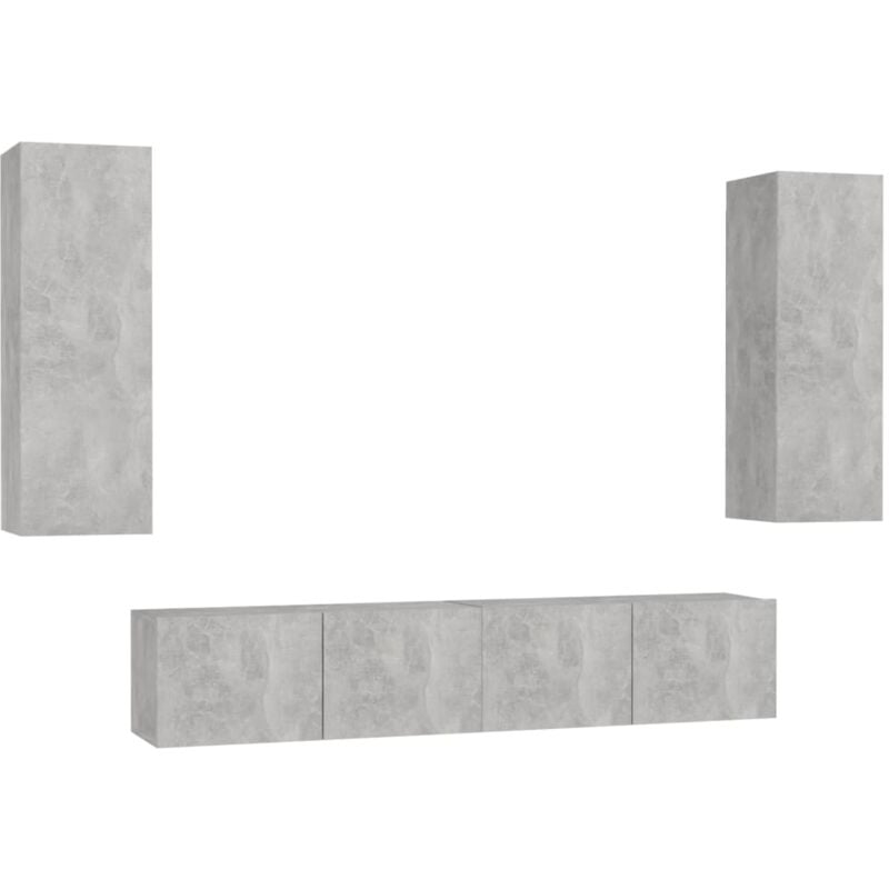 

Juego de mueble para TV de 4 piezas aglomerado gris hormigón - Gris - Vidaxl