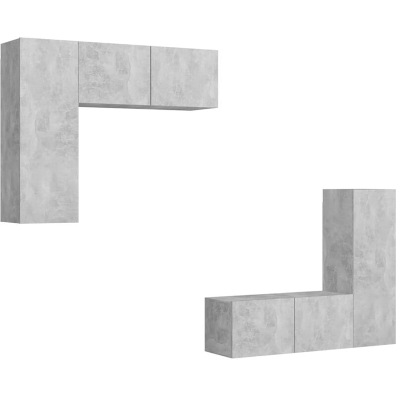 

Juego de mueble para TV de 4 piezas aglomerado gris hormigón - Gris - Vidaxl