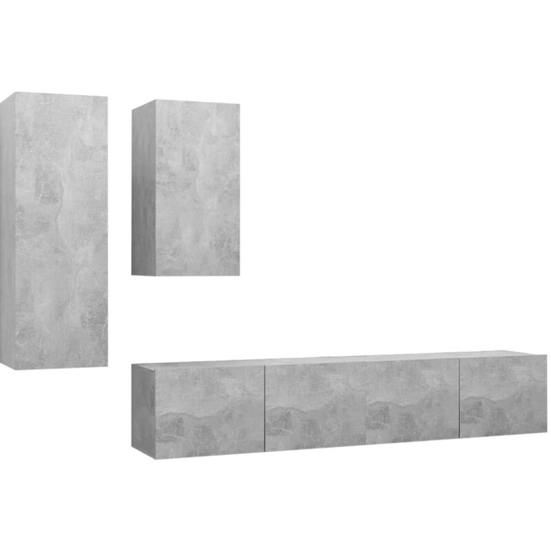 

Juego de mueble para TV de 4 piezas aglomerado gris hormigón - Gris - Vidaxl