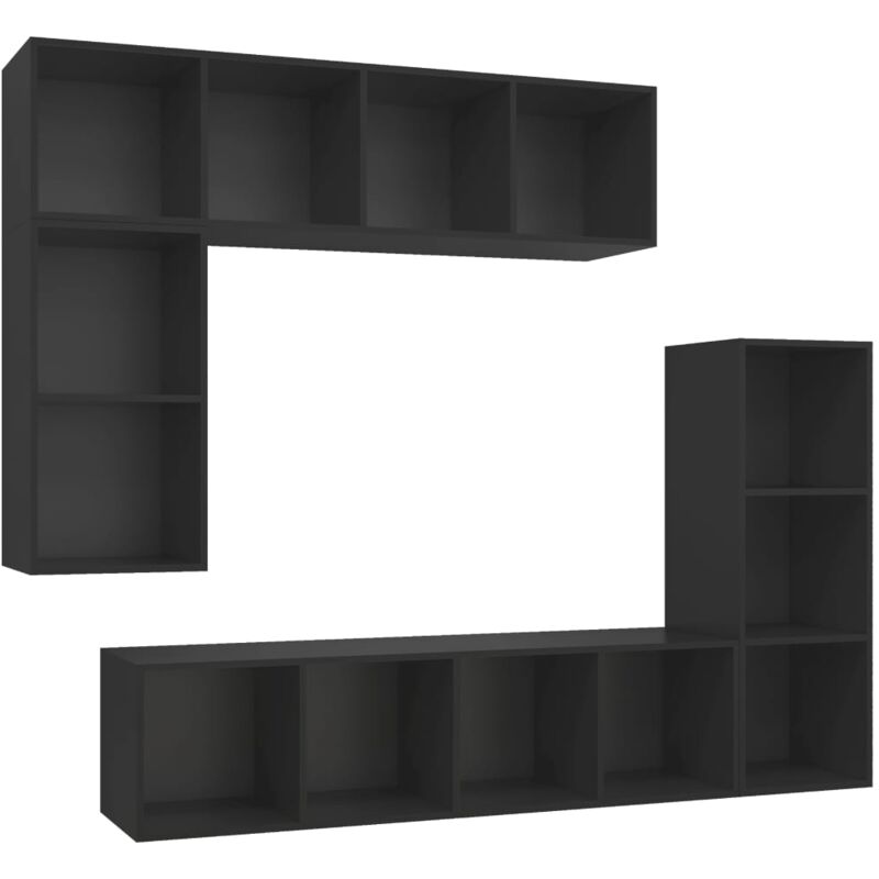 

Juego de mueble para TV de 4 piezas aglomerado negro - Negro - Vidaxl