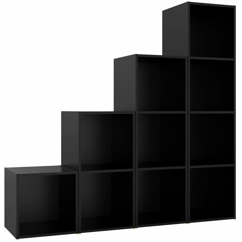 

Juego de mueble para TV de 4 piezas aglomerado negro - Negro - Vidaxl
