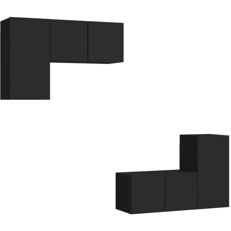 

Juego de mueble para TV de 4 piezas aglomerado negro
