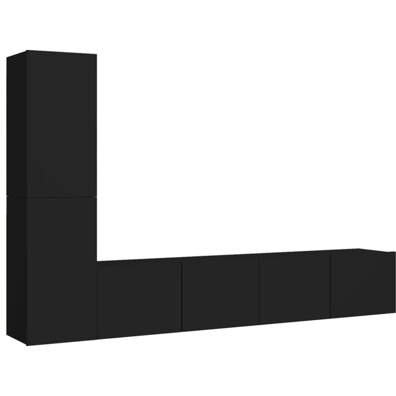 

Juego de mueble para TV de 4 piezas aglomerado negro - Negro - Vidaxl