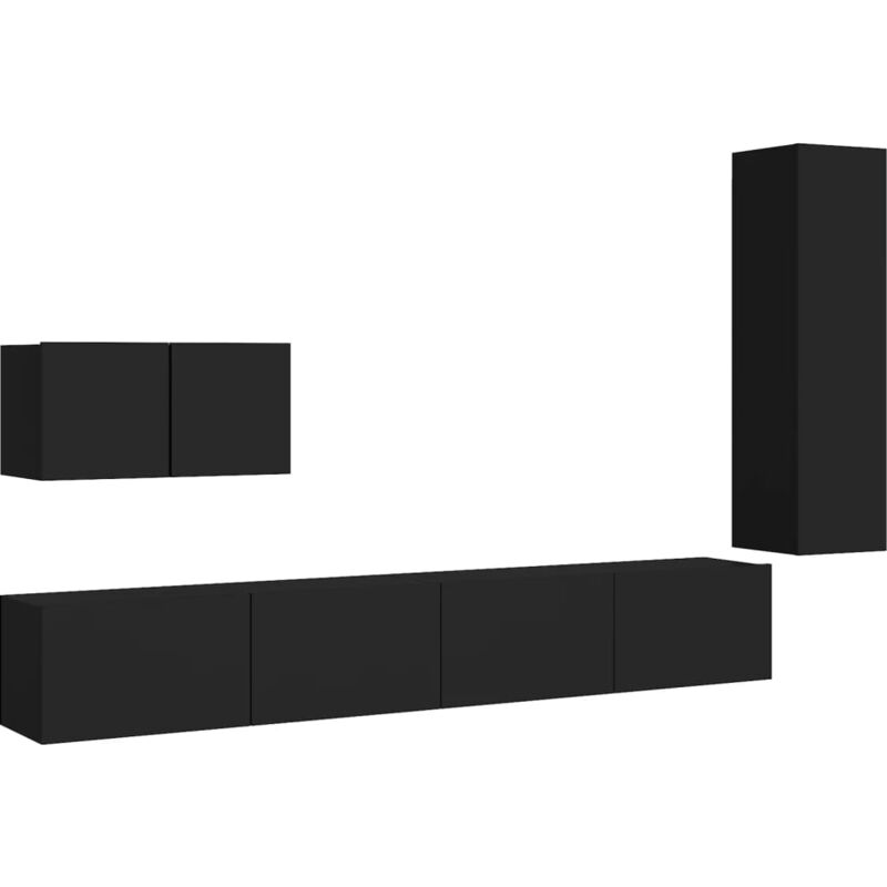 

Juego de mueble para TV de 4 piezas aglomerado negro - Negro - Vidaxl