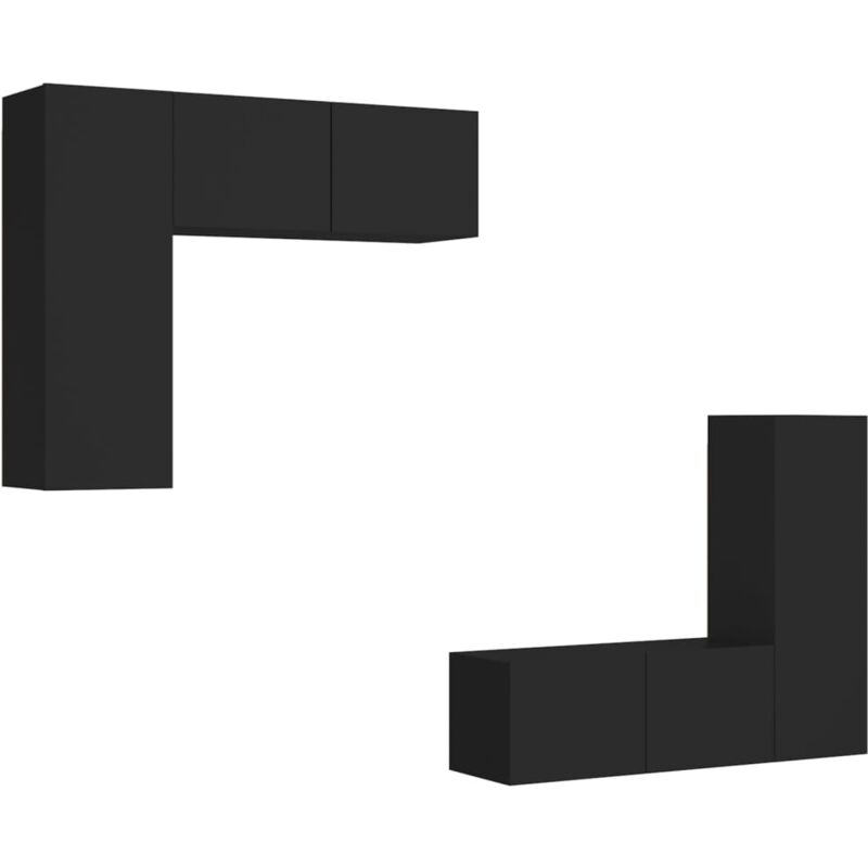

Juego de mueble para TV de 4 piezas aglomerado negro - Negro - Vidaxl