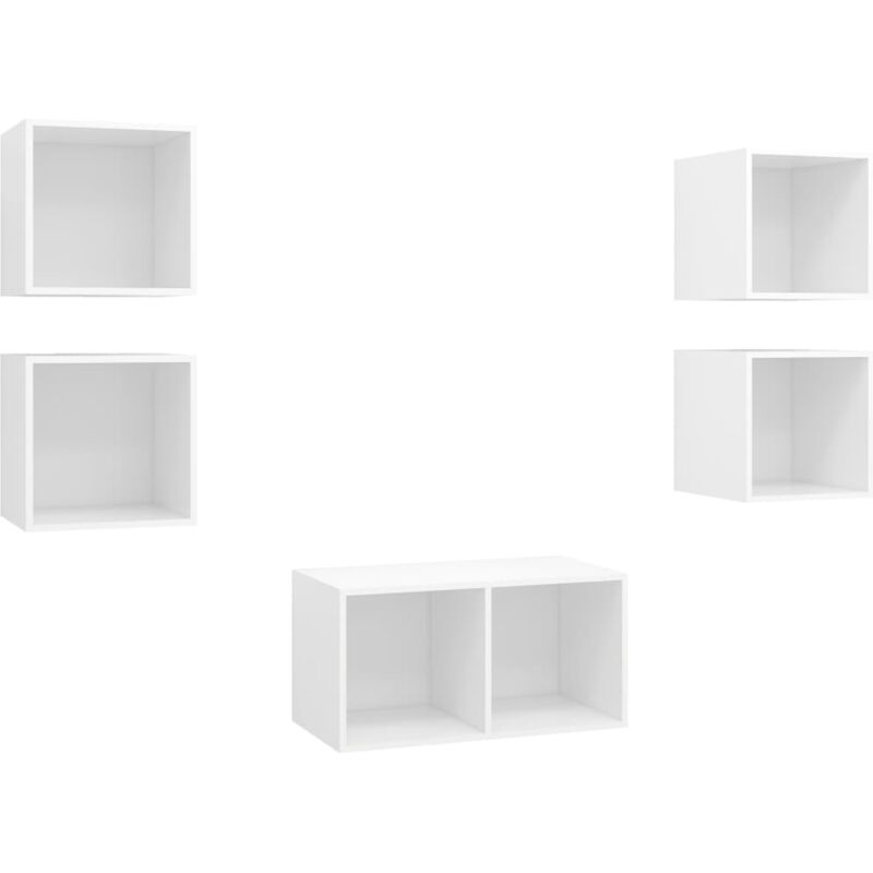 

Juego de mueble para TV de 5 piezas aglomerado blanco - Blanco - Vidaxl