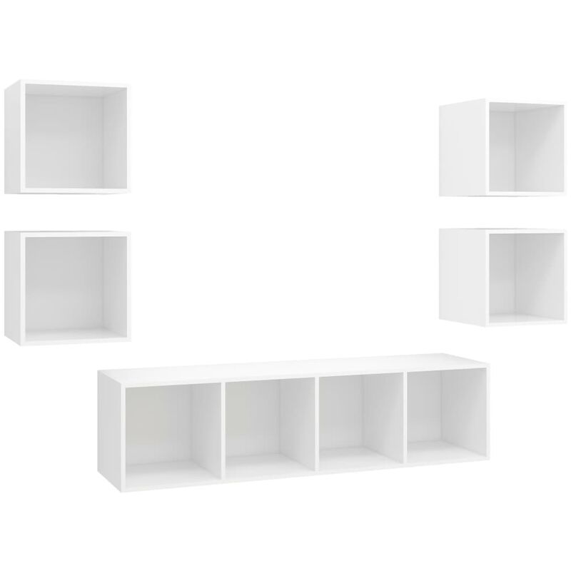 

Juego de mueble para TV de 5 piezas aglomerado blanco - Blanco - Vidaxl