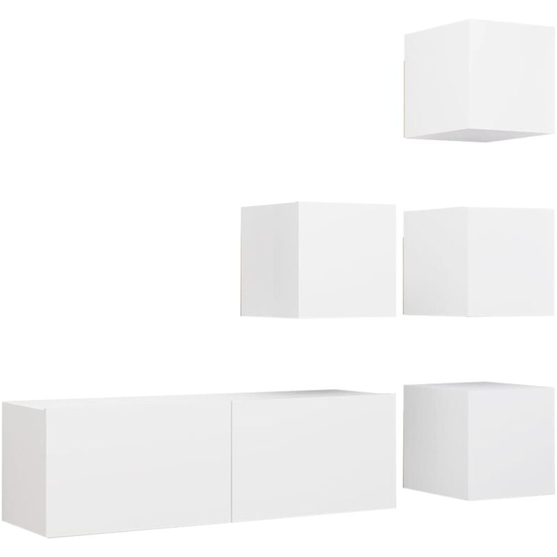 

Juego de mueble para TV de 5 piezas aglomerado blanco - Blanco - Vidaxl