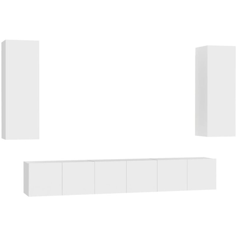 

Juego de mueble para TV de 5 piezas aglomerado blanco - Blanco - Vidaxl