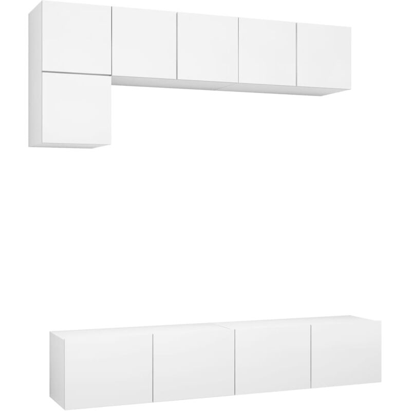 

Juego de mueble para TV de 5 piezas aglomerado blanco - Blanco - Vidaxl