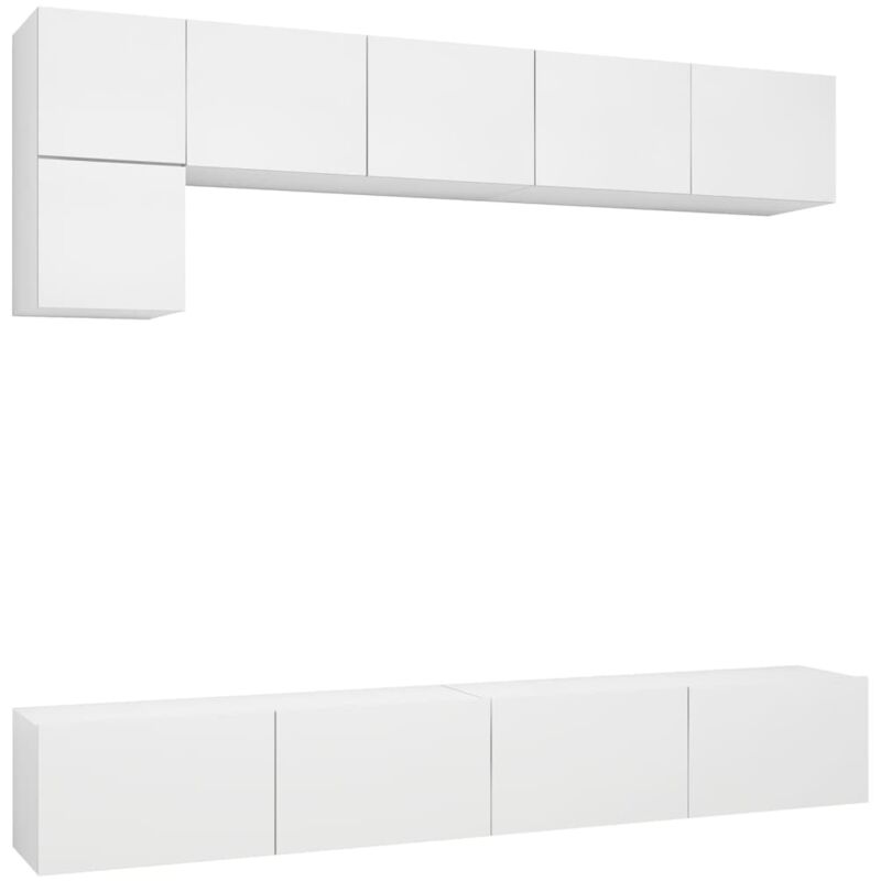 

Juego de mueble para TV de 5 piezas aglomerado blanco - Blanco - Vidaxl