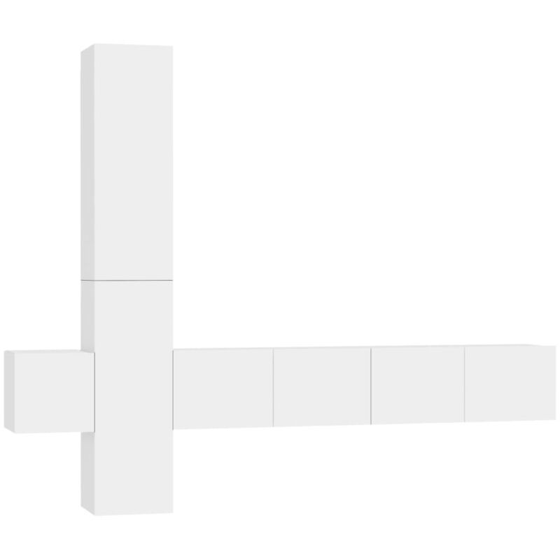 

Juego de mueble para TV de 5 piezas aglomerado blanco - Blanco - Vidaxl