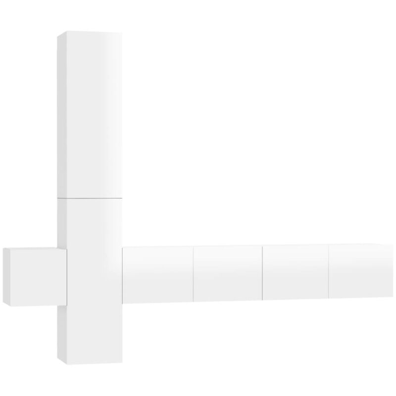 

vidaXL Juego de mueble para TV de 5 piezas aglomerado blanco brillante - Blanco