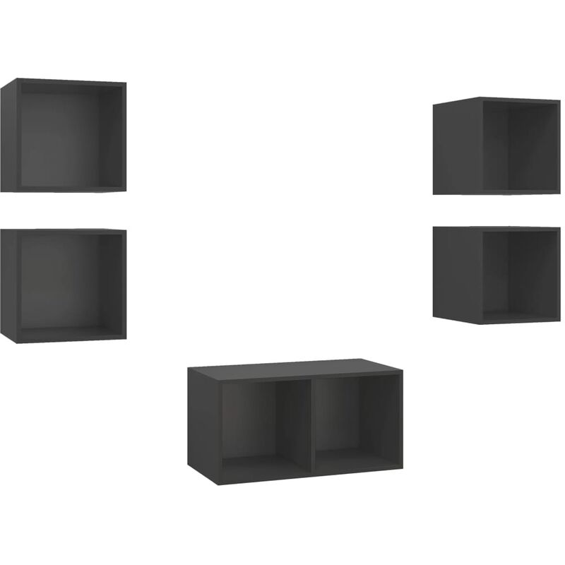 

Juego de mueble para TV de 5 piezas aglomerado gris - Gris - Vidaxl