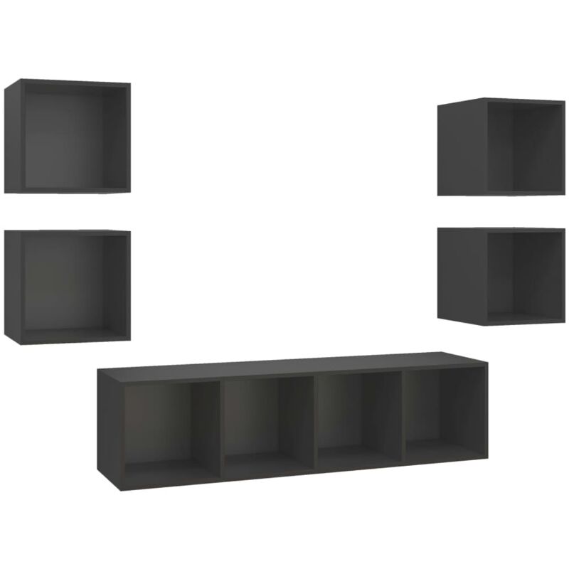 

Juego de mueble para TV de 5 piezas aglomerado gris - Gris - Vidaxl