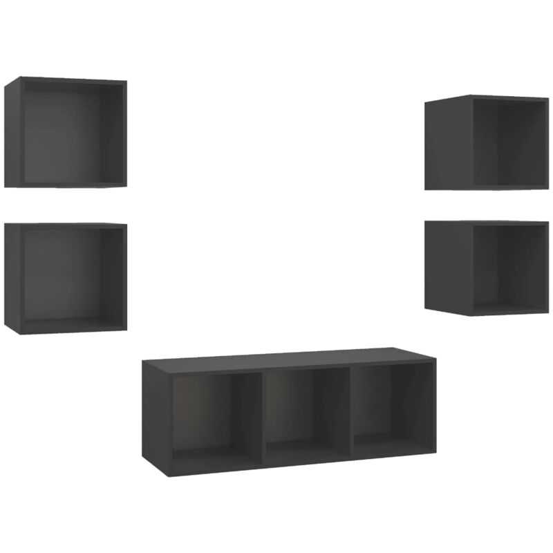 

Juego de mueble para TV de 5 piezas aglomerado gris - Gris - Vidaxl