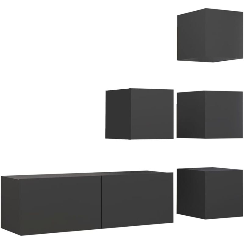 

Juego de mueble para TV de 5 piezas aglomerado gris - Gris - Vidaxl