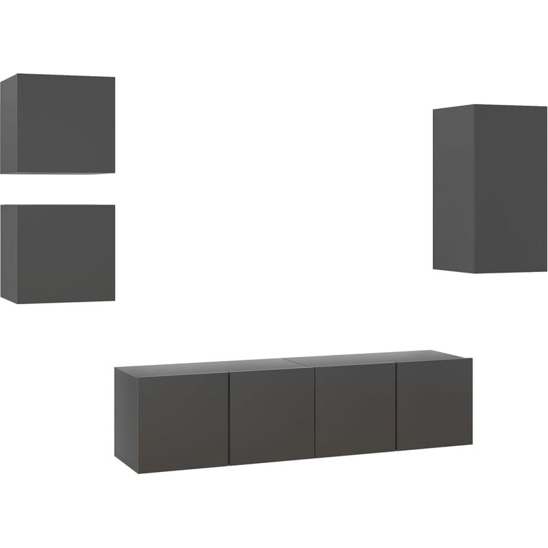 

Vidaxl - Juego de mueble para TV de 5 piezas aglomerado gris - Gris