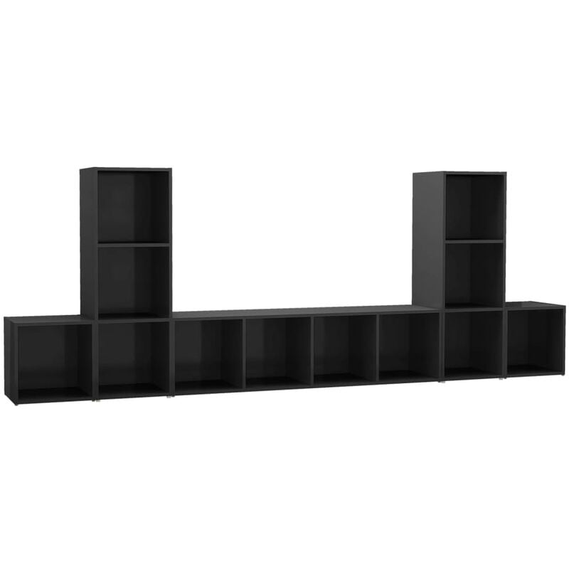 

vidaXL Juego de mueble para TV de 5 piezas aglomerado gris brillante - Gris